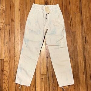 NWT Maje Praline High Rise Straight Leg Bleached Denim Jeans, Sz FR34